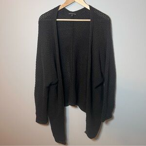 Brandy Melville Textured Cardigan One Size Charcoal Gray Waterfall Open Front‎